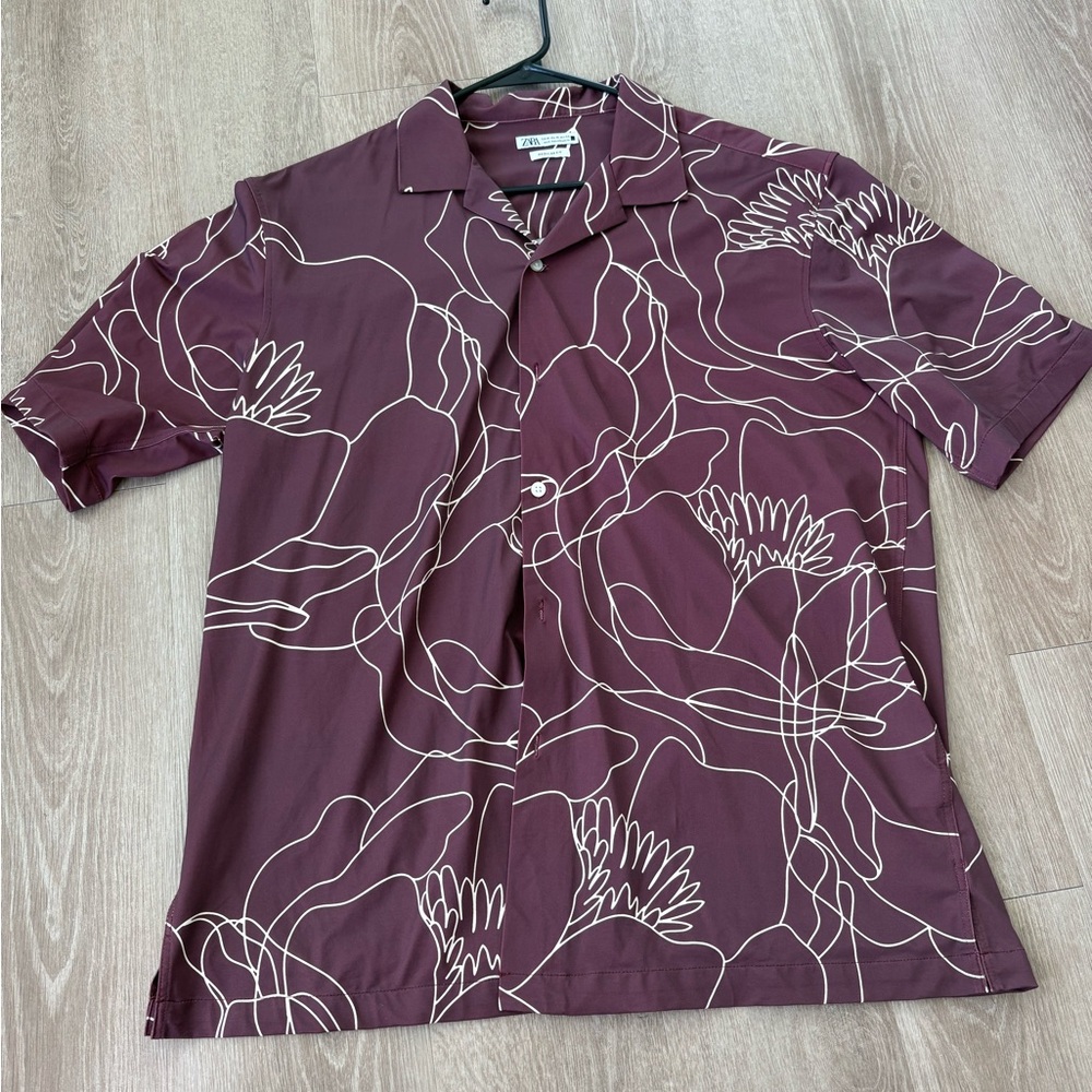 Zara Maroon Floral Casual Shirt